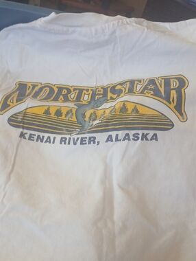 Vintahe Hanes White Short-Sleeve Tee with Northstar Kenai River Graphic